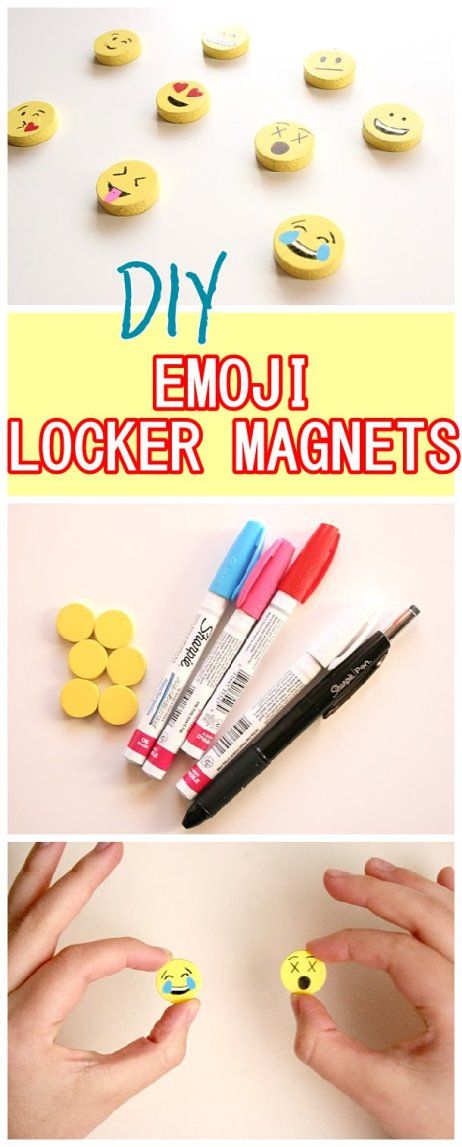 DIY Back to School Projects for Teens and Tweens Handmade Do it Yourself EMOJI Locker Magnets Tutorial via The Surznick Common Room Cute Diy Crafts, Customized School Supplies, School Christmas Gifts, Pochette Diy, Escuela Diy, Diy Locker, Locker Magnets, Diy School, Locker Decorations