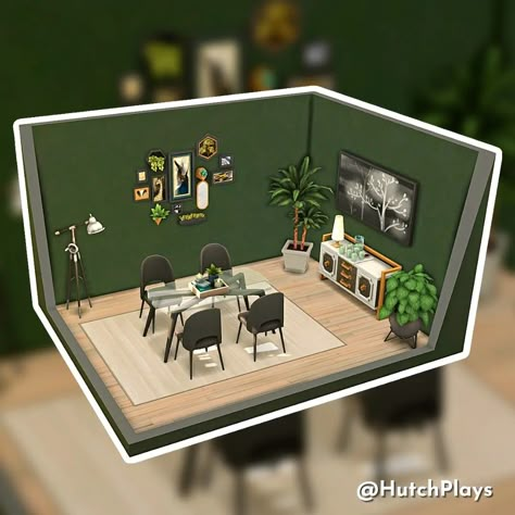 Sims Dining Room Ideas, Sims Dining Room, Sims 4 Dining Room Ideas, Sims 4 Dining Room, Sims4 Builds, Sims Rooms, Sims Decor, Sims 4 Kitchen, Green Dining Room