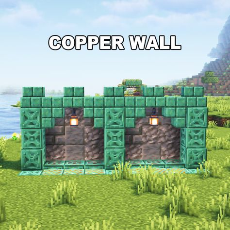 Minecraft Curved Wall, Copper Builds Minecraft, Wall Ideas Minecraft, Minecraft Copper Builds, Minecraft Copper, Minecraft Halloween Ideas, Minecraft Pasta, Minecraft Wall Designs, Minecraft Halloween