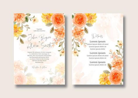 Wedding Invitations Orange, Watercolor Rose Flower, Orange Wedding Invitations, Wedding Invitation Card, Future Wedding Plans, Orange Wedding, Watercolor Invitations, Watercolor Rose, Wedding Plans