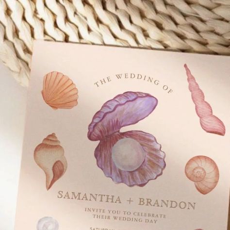 Ria🌿 on Instagram: "Pearl Seashell & Oyster Wedding Invitation🐚🪸  Available on @zazzle  https://www.zazzle.com/store/riadesign/collections   #beachwedding #seawedding #oceanwedding #beachweddinginvitation" Doodle Invitation, Oyster Wedding, Pearl Seashell, Seashell Wedding, Sea Wedding, Ocean Wedding, Beach Wedding Invitations, Wedding Signage, Beach Wedding