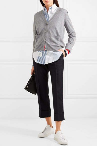 Thom Browne Striped Cotton-poplin Shirt - Blue #Sponsored , #Affiliate, #Striped#Browne#Thom Oxford Shirt Women, Thom Browne Cardigan, Thom Browne Shirt, Ready To Wear Outfits, Common Projects Sneakers, Vintage Style Outfits Retro, Outfits Retro, Cardigan Outfit, Trending Looks