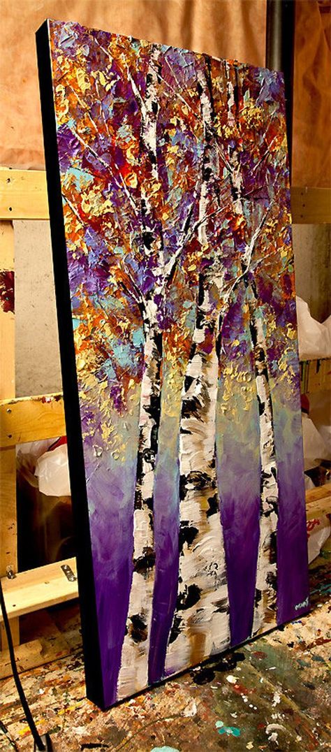 Birch Trees Painting, Palette Painting, Birch Tree Art, Modern Palette, Birch Tree Painting, Landscape Modern, Modern Landscape, Room Background, Canvas Painting Landscape