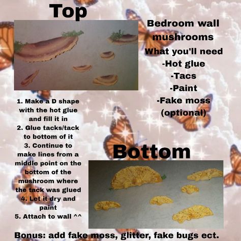 Wall Mushroom Diy, Mushroom Shelves Diy, Goblincore Activities, Goblincore Crafts Diy, Wall Mushrooms, Goblincore Crafts, Goblincore Bedroom, Goblincore Diy, Goblincore Art