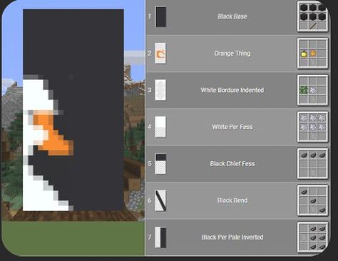 Cottagecore Banner Minecraft, Easy Minecraft Banners, Goose Banner Minecraft, Cool Banner Ideas Minecraft, Panda Banner Minecraft, Chicken Banner Minecraft, Penguin Banner Minecraft, Bird Banner Minecraft, Minecraft Duck Statue