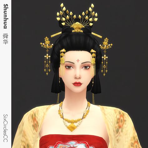 Sims4 Chinese Cc, Sims 4 Chinese Cc, Chinese Hairstyle, Tang Dynasty, Cc Sims, Ancient China, Sims 4 Cc, Maxis Match, Custom Content