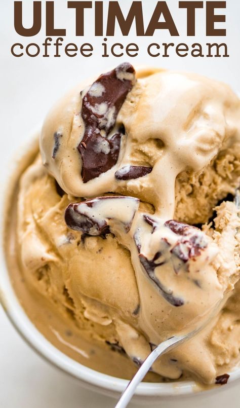 a scoop of coffee ice cream in a bowl. Kalua Coffee Ice Cream, Coffee With Ice Cream Recipes, Kahlua Ice Cream Recipe, Moose Tracks Ice Cream Recipe, Espresso Ice Cream Recipe, Chocolate Coffee Ice Cream, Homemade Coffee Ice Cream, Homemade Espresso, Homemade Ice Cream Recipes Machine