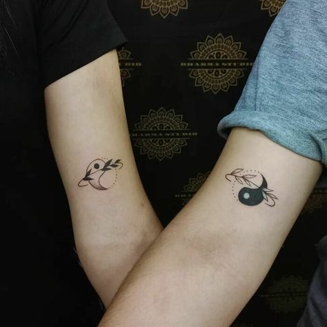 15 Matching Husband and Wife Tattoo Ideas to Symbolize Your Bond Yin Yang Bff Tattoos, Matching Tattoos Half And Half, Asian Couple Tattoo, Couple Tattoo Ying Yang, Mother Daughter Ying Yang Tattoos, Abstract Ying Yang Tattoo, Matching Puzzle Piece Tattoos Couple, Yin Yang Best Friend Tattoo, Yin Yang Friend Tattoo