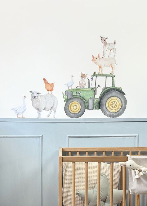 Farm Boy Room, Farm Animals Nursery Theme, Tractor Bedroom, Tractor Room, Tractor Nursery, Farm Nursery Theme, Farm Bedroom, Farm Room, Farm Nursery Decor