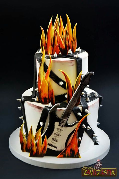 Rock Star Birthday Cake, Rock N Roll Cake, Rock And Roll Birthday Cake, Rock Star Cakes, Rock And Roll Birthday, Music Cakes, Rock Star Birthday, Rock Star Party, Strawberry Dip