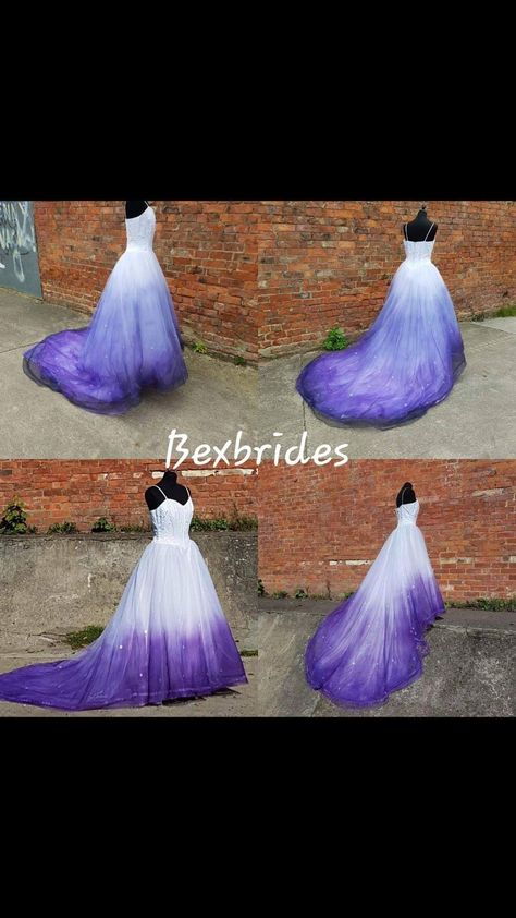 Purple Wedding Gown, Dip Dye Wedding Dress, Wedding Dress Gothic, Dye Wedding Dress, Ombre Wedding Dress, Halloween Themed Wedding, Purple Wedding Dress, Purple Wedding Theme, Ombre Wedding