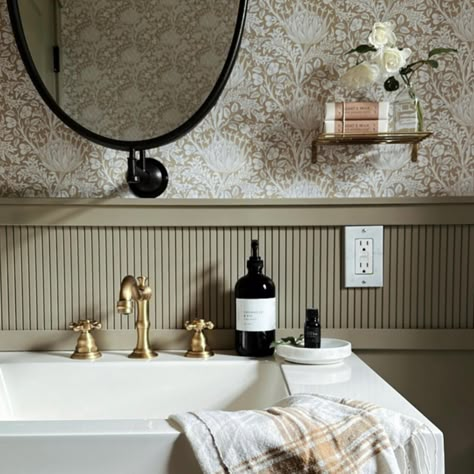 Aspen Floral – North and Finch Downstairs Bathroom, Upstairs Bathrooms, Bathroom Inspo, Bathroom Wallpaper, Bathroom Renos, Room Wallpaper, Guest Bathroom, Bathroom Makeover, House Inspo