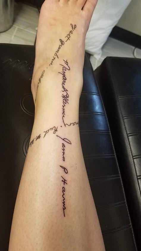 Family memorial signatures Multiple Memorial Tattoos, Signature Tattoos Memorial, Tattoos Memorial, Signature Tattoo, Memorial Tattoos, I Tattoo, Tattoo Ideas, Tattoos