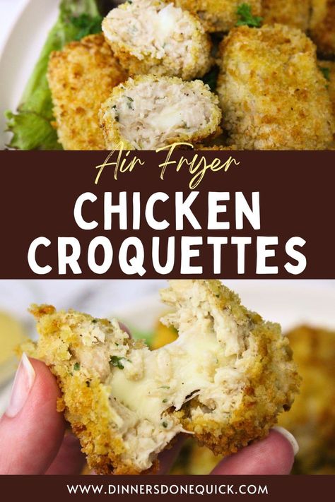 Craving a crunchy delight? 🍗✨ Immerse yourself in the world of my crispy Air Fryer Chicken Croquettes – the ultimate transformation from leftovers to golden bites awaits! ✨ Dive into a simple yet magical recipe that brings ordinary chicken to a whole new level. Ready to turn your leftovers into a flavorful adventure? Pin now for the mouthwatering recipe! 🌟 Chicken Croquettes, Chicken Appetizers, Chicken Air Fryer Recipes, Leftover Chicken Recipes, Air Fryer Appetizers Recipes Leftover Chicken, Chicken Recipes Air Fryer, Chicken Air Fryer Recipes, Holiday Bites, Air Fryer Appetizers, Appetizers Chicken, Chicken Croquettes Recipe, Chicken Air Fryer, Crispy Air Fryer Chicken