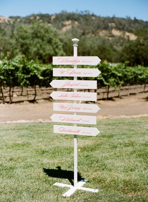 Shannon Leahy Events - Coral Wedding - Napa Valley - Black Swan Lake - Signage - Directional Signs Lake Party, Directional Signage, Napa Valley Wedding, Directional Signs, Reception Design, Coral Wedding, French Wedding, Welcome To The Party, Swan Lake