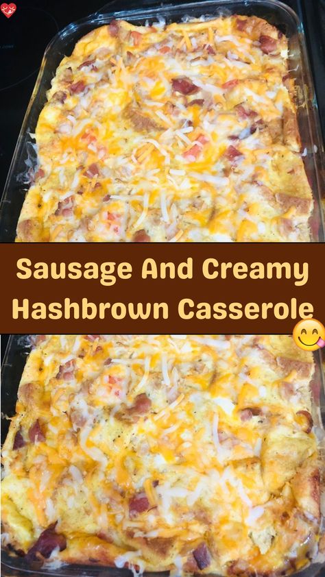 Sausage and Creamy Hashbrown Casserole is a hearty and delicious dish perfect for breakfast or brunch. This comforting casserole features layers of cr... Southern Style Hashbrown Casserole, Overnight Breakfast Casserole With Hashbrowns, Hashbrown And Egg Casserole, Creamy Hashbrown Casserole, Crockpot Hashbrown Casserole, Breakfast Sausage Casserole, Sausage Egg Casserole, Cheesy Hashbrown Casserole, Breakfast Hashbrowns