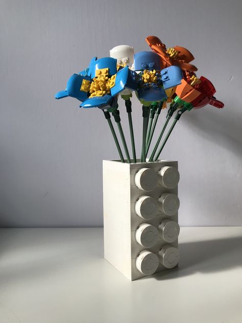 lego_poppy_color_variations_azure_curiofloris_white_brick_… | Flickr Lego Decorations, Lego Furniture, Poppy Color, Diy Air Dry Clay, Toy Display, Poppy Design, Botanical Collection, Clay Vase, Pottery Crafts