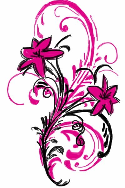 I think I like having more pink in the design, but this may be too complex. Pink And Black Tattoo Ideas, Pink Flower Tattoo Designs, Pink Y2k Tattoo, Hot Pink Tattoo, Hot Pink Rose Tattoo, Pink Henna, Dog Coughing, Easy Tattoo, Airbrush Stencils