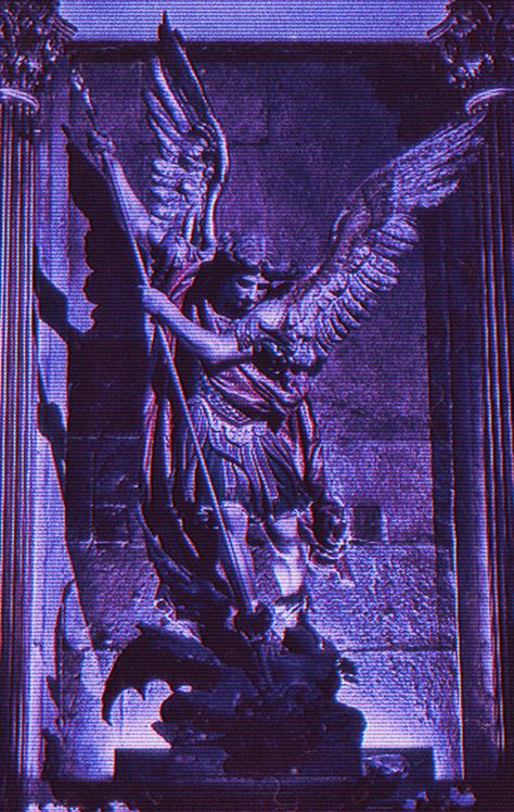 Angel Michael Wallpaper, Archangels Aesthetic, St Michael The Archangel Wallpaper, St Michael Wallpaper, Archangel Michael Aesthetic, Biblical Angel Aesthetic, Dark Angel Aesthetic Wallpaper, Purple Christian Aesthetic, Archangel Michael Wallpaper