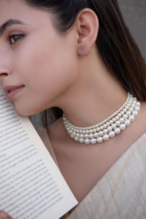 Buy White Embellished Multi Layered Pearl Choker Necklace by Do Taara Online at Aza Fashions. Diana Penty, Luxury Sale, Kiara Advani, Pearl Choker Necklace, Accessories Wedding, Pearl Choker, Hand Made Jewelry, Gold Plated Silver, 22k Gold