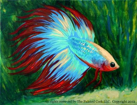 Betta Fish Painting, Fish Painting Acrylic, Painting Acrylic Easy, Things To Do In Sacramento, Tropical Fish Art, West Sacramento, Underwater Painting, All Painting, Marine Painting