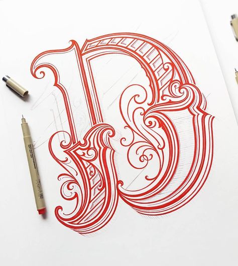 Mateusz Witczak Designs — Letter D for a new print project #handlettering... Italic Lettering, Chicano Lettering, Lettering Styles Alphabet, Tattoo Lettering Styles, D Letter, The Letter D, Graffiti Lettering Fonts, Calligraphy Drawing, Tattoo Lettering Fonts