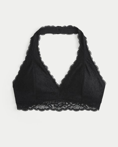 Women's Lace Halter Bralette | Women's Bralettes & Sports Bras | HollisterCo.com Christmas Must Haves, Beach Trip Outfits, Bralet Tops, Bralette Outfit, Lace Halter Bralette, Halter Bralette, Halter Bra, Fall Fit, Black Lace Bralette