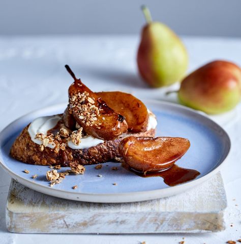 Pear Toast, Pear Breakfast, Roasted Pears, Ripe Pears, Toast Ideas, All Spice, Aussie Food, Baked Pears, Roasted Pear