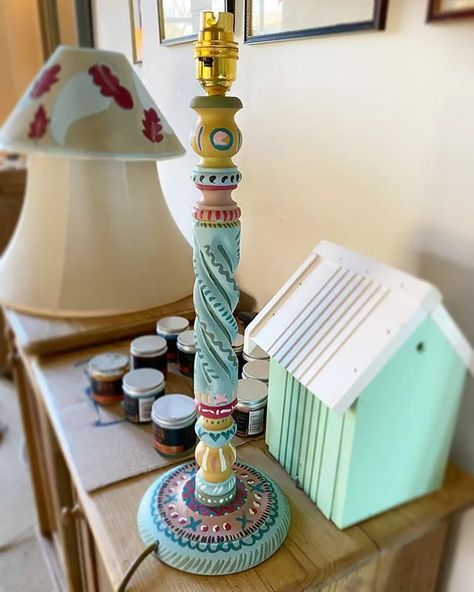 Amy Balfour, Bloomsbury Group, Painting Lamp Shades, Painted Chair, Painting Lamps, Colorful Furniture, Kids Chairs, Refinishing Furniture, Diy Lighting