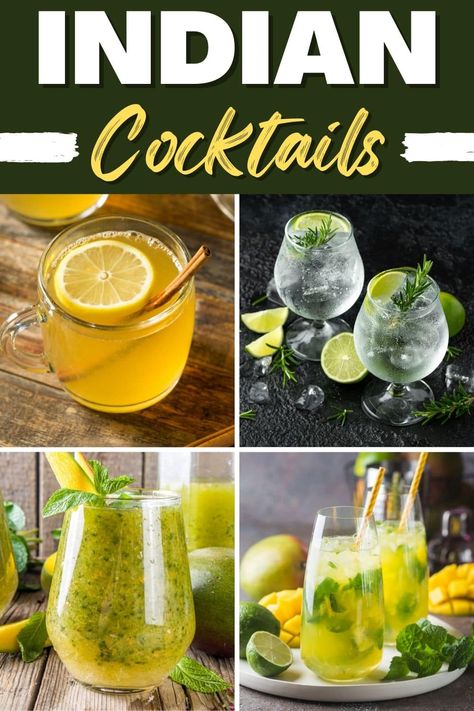 Try something exotic with these Indian cocktails! From mojitos to margaritas to Mumbai mules, get a little taste of India with these tasty drinks. Indian Cocktails, Basic Cocktails, Indian Drinks, Mango Mojito, Homemade Cocktails, Cocktail And Mocktail, Tasty Drinks, Best Cocktail Recipes, Fermented Drink