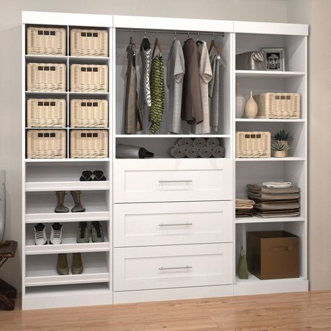 Pur by Bestar 26853 86 in. Classic Storage Kit | from hayneedle.com Storage Cubby, Reach In Closet, Classic Closet, Closet Renovation, Custom Doors, Closet Organizing Systems, Sliding Closet, Diy Wardrobe, Cubby Storage