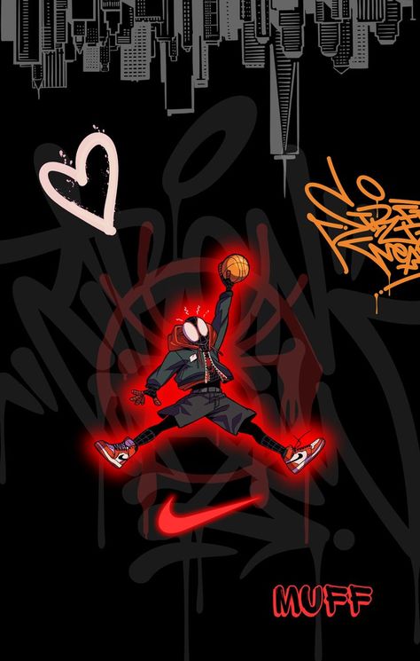 Cool Basketball Wallpapers, Jordan Logo Wallpaper, Album Cover Wallpaper Collage, Miles Spiderman, Red And Black Wallpaper, Image Spiderman, Spiderman Cartoon, Spiderman Drawing, Cool Nike Wallpapers