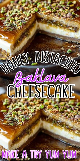 Honey Pistachio Baklava Cheesecake Pistachio Baklava Cheesecake, Honey Pistachio Baklava Cheesecake, Desserts From Around The World, Honey Pistachio, Frosting Ideas, Phyllo Pastry, Pistachio Cheesecake, Baklava Cheesecake, Desserts Around The World