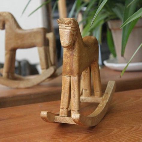 Wood Rocking Horse Figurine Animals furnishing articles Crafts Home Decor - Walmart.com Home Made Furniture, Carving Animals, Wood Rocking Horse, Carved Ornaments, Carved Animals, Horse Christmas Ornament, Wooden Rocking Horse, Wooden Things, Balance Art