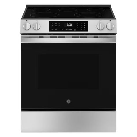 GE Crisp Mode 30-in Glass Top 5 Burners 5.3-cu ft Self-Cleaning Slide-in Electric Range (Stainless Steel) in the Single Oven Electric Ranges department at Lowes.com Convection Range, Oven Tray, Slide In Range, Convection Cooking, Fridge Top, Single Oven, Outdoor Refrigerator, Best Appliances, Ge Appliances