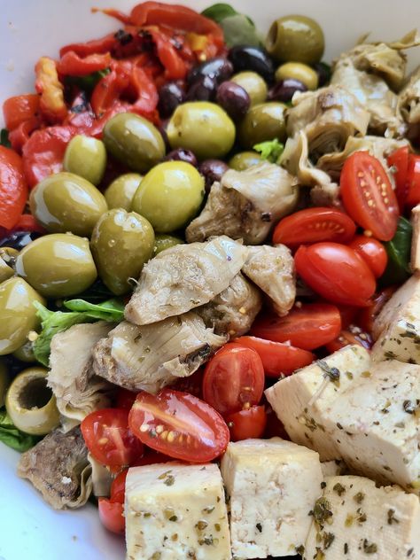 Vegan Italian Salad, Vegan Antipasto, Antipasto Salad Recipe, Broccoli Pasta Salads, Grilled Artichoke, Antipasto Salad, Marinated Tofu, Asparagus Soup, Vegan Italian