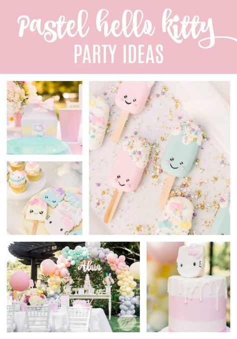 Hello Kitty Party on Pretty My Party #prettymyparty #hellokitty #hellokittyparty #hellokittypartyideas Hello Kitty Party Dress For Kids, Hello Kitty Birthday Theme Ideas, Boho Hello Kitty, Pastel Hello Kitty, Sanrio Party, Hello Kitty Birthday Theme, Birthday Kitty, Hello Kitty Theme Party, Kitty Theme