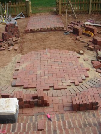 The circle is installed with precision Brick Patio Ideas, Paving Ideas, Brick Patio, Brick Paving, Brick Garden, House Gardens, House Details, Brick Patios, Half Circle