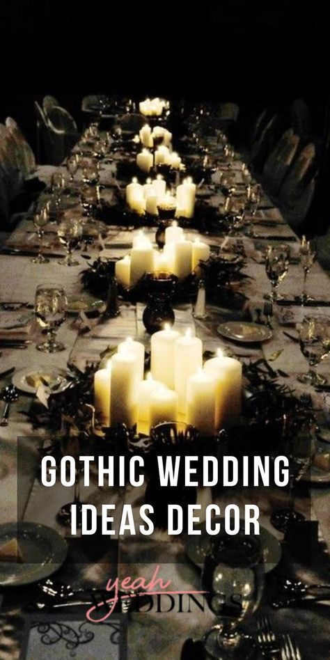 Gothic Wedding Ideas Decor Gothic Wedding Ideas, Gothic Wedding Decorations, Grunge Wedding, Black Christmas Tree Decorations, Gothic Wedding Theme, Gothic Theme, Gothic Decor Bedroom, Dark Wedding Theme, Night Time Wedding