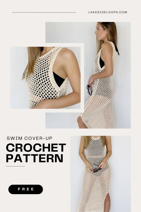 Crochet Beach Dress Pattern Free, Crochet Beach Wear Pattern, Crochet Beach Dress Pattern, Crochet Bathing Suit Cover, Free Crochet Hat Patterns, Crochet Cover Up Dress, Crochet Hat Patterns, Crochet Beach Cover Up, Crochet Beach Wear