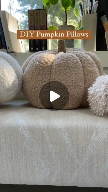 DIY_Ideas_22 on Instagram: "✨ DIY Pumpkin Pillows! 🎃🍂 Get ready for a cozy fall craft night with friends! Swipe to learn how to make these adorable pumpkin pillows. Here’s everything you need, from materials to step-by-step instructions:  Materials: 🧡 Fabric for the pumpkin 🤎 Burlap 💛 Poly-fil stuffing 🎃 Styrofoam unicorn horns (found at Joann's) ❤️ Krazy craft glue ✂️ Scissors 🧵 Strong upholstery thread 🪡 Tapestry needle 🌾 Jute string  Instructions:  🧡 Cut your fabric into a rectangle:  Large: 44.5” x 21.5” Medium: 35” x 15” Small: 22” x 11” 🧵 Sew a running stitch along both long edges of the fabric and leave a few inches of thread on both ends.  🧡 Fold the fabric in half (fluffy side in) and stitch along the short edge.  🎃 Pull the thread at one end to close the bottom of th Diy Large Fabric Pumpkins, Diy Stuffed Pumpkins, Diy Pumpkin Pillow, Pumpkin Pillows Diy, Stuffed Pumpkins Fabric, Styrofoam Pumpkin Crafts, Sherpa Pumpkins, Fall Craft Night, Fall Pillows Diy