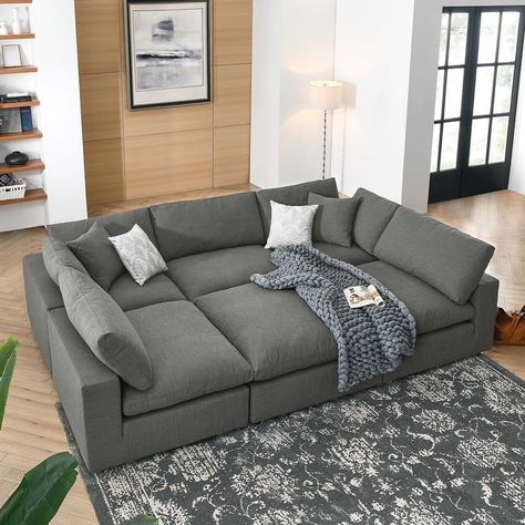 Commix Down Filled Overstuffed 6-Piece Sectional Sofa - On Sale - Bed Bath & Beyond - 36101316 Deep Sectional Sofa, Sectional Sofa Modern, Apartment Lounge, Deep Sectional, Contemporary Sectional Sofa, Room Dark, Sectional Couches, Sectional Sofa With Chaise, Modular Couch