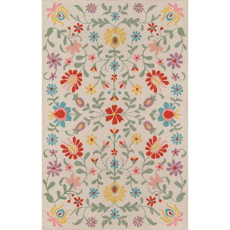 Add casual style to your space with the chic look of this Fisk area rug from Porch & Den. The gorgeous rug features a scrolling botanical pattern with large blossoms and leaves. Rug Over Carpet, Dynamic Rugs, Farmhouse Area Rugs, Hooked Wool, Viscose Rug, Rug Ivory, Area Rug Decor, Ageless Beauty, Navy Area Rug