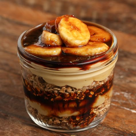 Butterscotch Banana Pudding, Butterscotch Parfait, Banana Butterscotch, The Salty Cooker, Crispy Granola, Caramelized Banana, Rough Puff Pastry, Banana Butter, Fruit Recipes Healthy