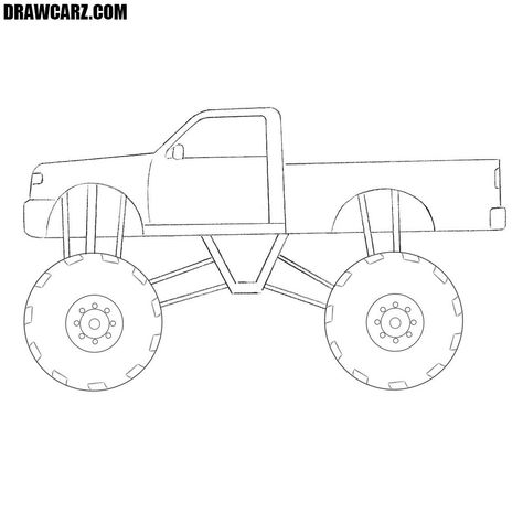 Monster Truck Drawing Easy, Truck Drawing Easy, Zombie Monster Truck, Monster Truck Drawing, Draw A Monster, Truck Drawing, Truck Images, Truck Wallpaper, Zombie Monster