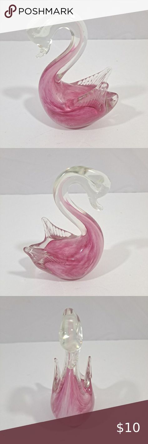 Vintage Hand Blown Glass Swan Bird Pink Swan Bird, Hand Blown Glass, Blown Glass, Closet Vintage, Hand Blown, Glass Blowing, Chips, Glass, Pink