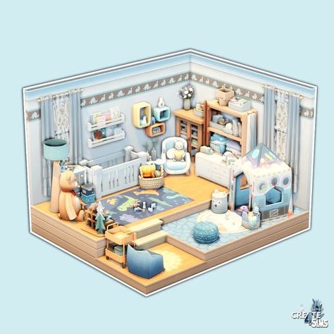 Nursery Ideas Sims 4, Sims 4 Twin Nursery, Sims 4 Triplets Room, Sims 4 Nursery Ideas Base Game, Baby Room Sims 4, Sims 4 Infant Room, Sims 4 Baby Room, Sims 4 Toddler Room, Sims Room