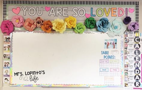 Portable Classroom Decor, We Bloom Together Classroom Management, Rustic Bloom Classroom Theme, Counselors Corner Bulletin Board, Flower Classroom Theme, Floral Classroom Theme, Woodlands Decor, Floral Farmhouse Classroom, Learn Grow Blossom Bulletin Board