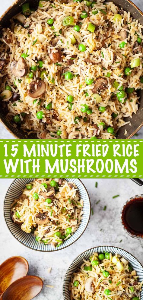 Chinese Rice Recipe, Easy Egg Fried Rice, Rice With Peas, Mushroom Rice Recipes, Mushroom Fried Rice, Vegan Fried Rice, Healthy Chinese Recipes, Making Fried Rice, Egg Fried Rice