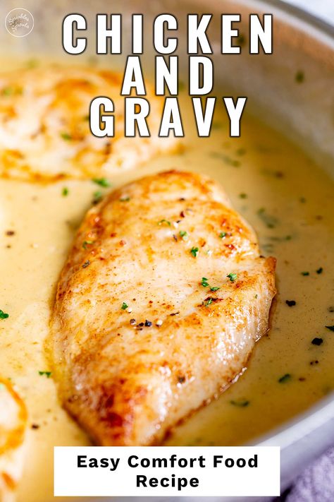 When it comes to a hearty and comforting meal, few dishes can beat the classic combination of chicken and gravy. This is a meal that is easy to make and packed with flavor! The chicken is tender and juicy, and the gravy is rich, flavorful, and indulgent. This recipe will guide you on how to cook succulent and juicy chicken breasts and make a delicious gravy in the same pan. Perfect for busy weeknights or an easy alternative to the Sunday roast. Chicken breast and gravy is an easy 30-minute ... Chicken With Country Gravy, Chicken Tenders And Gravy, Chicken And White Gravy Recipes, Chicken And Gravy Recipes Oven, Baked Chicken With Gravy Recipes, Chicken With Chicken Gravy, Chicken And Gravy Oven Baked, Roast Chicken With Gravy, Dutch Oven Chicken And Gravy